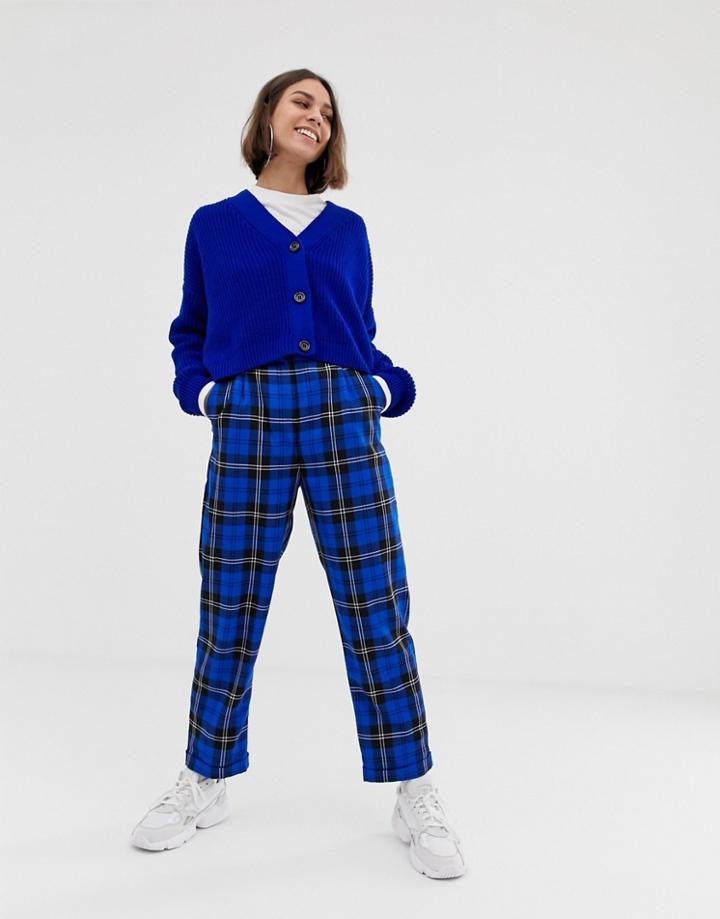 Collusion Peg Pants In Blue Check - Blue