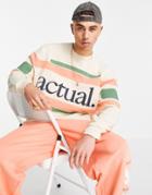 Asos Actual Relaxed Sweatshirt With Color Block And Chest Logo Print In Ecru-neutral
