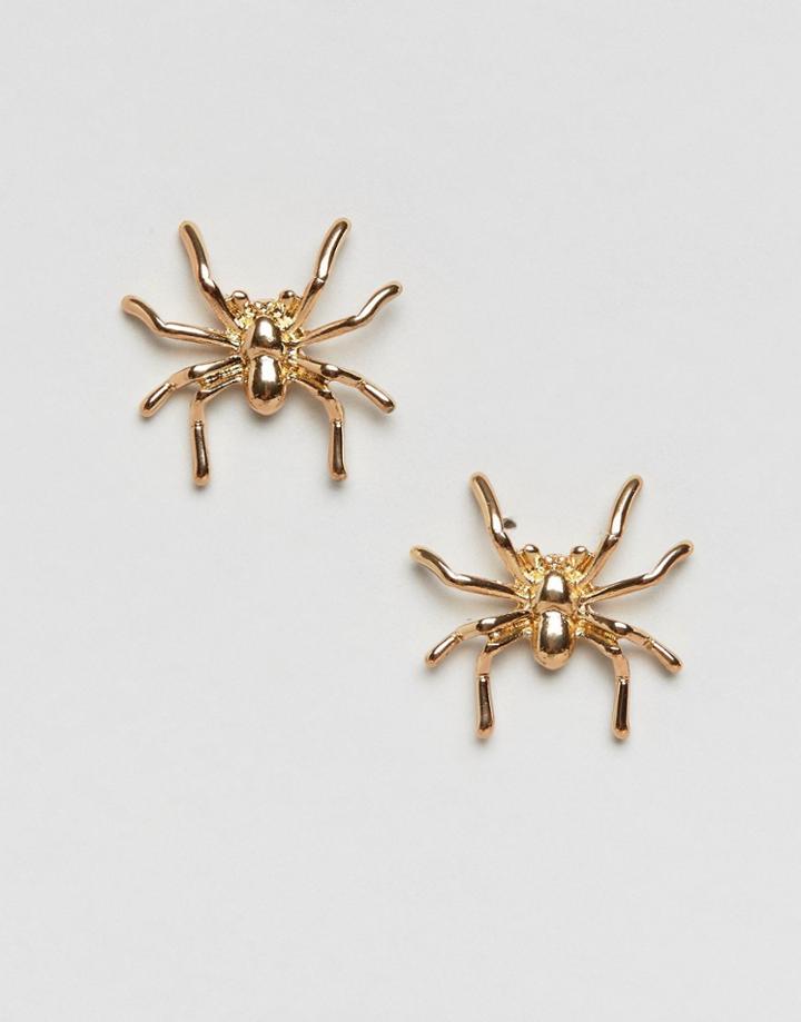 Designb London Halloween Spider Stud Earrings - Silver