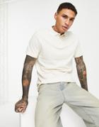 Asos Design Pique Polo In Light Cream-white
