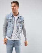 Holliser Denim Jacket With Jersey Sleeves And Hood - Blue