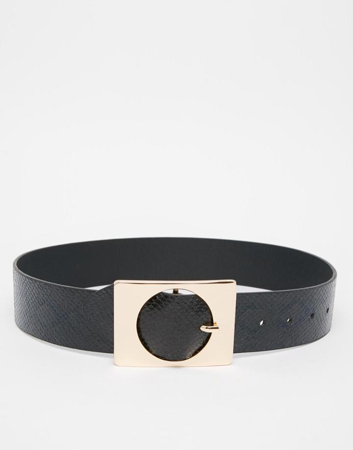 Asos Snake Square Buckle High Waist Belt - Black