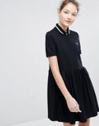 Fred Perry Pleated Hem Pique Polo Dress - Black