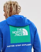 The North Face Raglan Red Box Hoodie In Blue - Blue