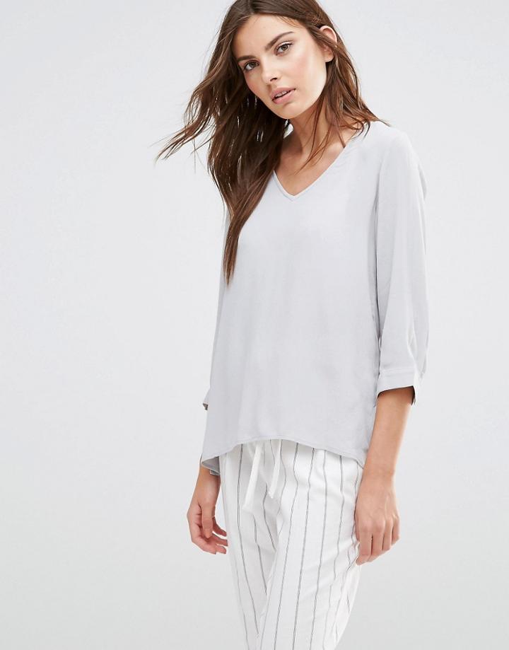 Vila V Neck Woven Top - High Rise