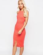 Ax Paris Racer Neck Pencil Midi Dress - Orange