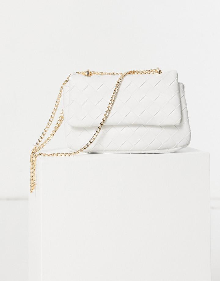 Asos Design White Weave Crossbody Bag