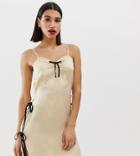 Prettylittlething Night Dress With Side Ties In Cream Satin - Cream