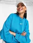 Nike Collection Fleece Oversized Crew Neck Sweatshirt In Teal-green