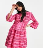 Accessorize Embroidered Smock Dress In Pink