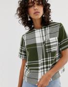 Asos White Multi Check Woven T-shirt-green