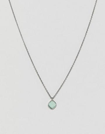 Aetherston Antique Silver Chain Necklace With Jasper Stone Pendant - Silver