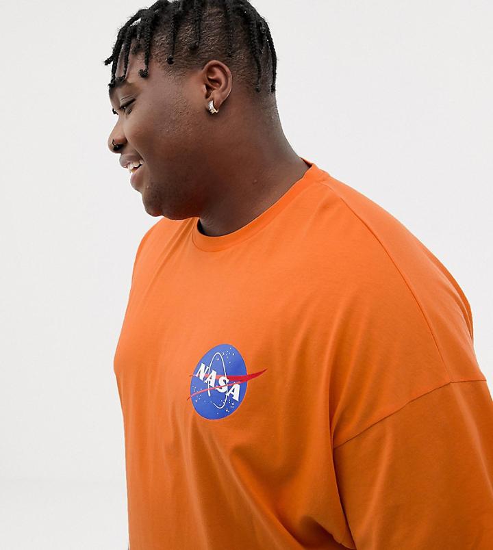 Asos Design Plus Nasa Oversized T-shirt In Orange - Orange