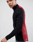 Asos Design Longline Jersey Track Jacket In Black With Mesh Back - Black