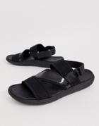 Asos Design Sneaker Sandals In Mixed Materials-black