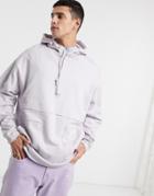 Asos Design Oversized Hoodie In Purple With Raw Edge Pockets