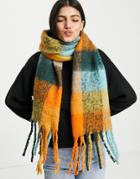 Monki Recycled Polyester Scarf In Multi Check