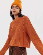 Weekday Knitted Sweater In Dark Orange - Orange