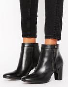 H By Hudson Smooth Leather Heel Boots - Black