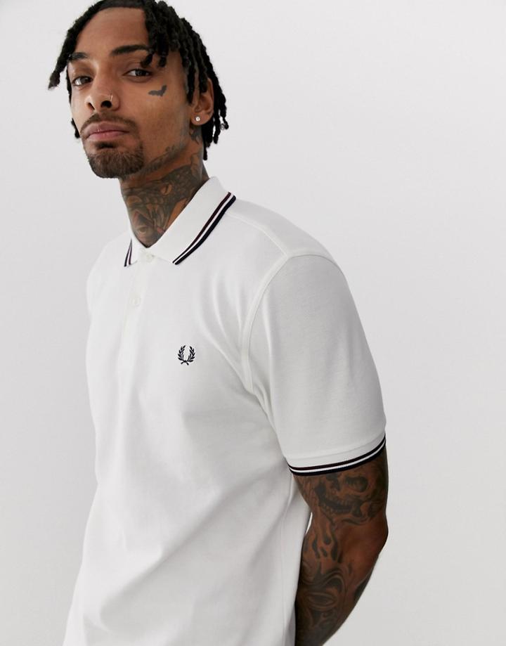 Fred Perry Twin Tipped Polo In Off White