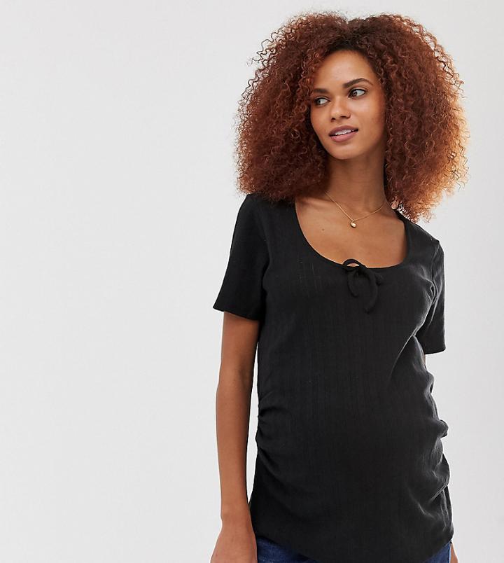 Asos Design Maternity Top In Pointelle - Black