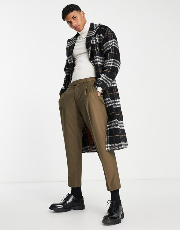 Gianni Feraud Oversized Checked Overcoat-black