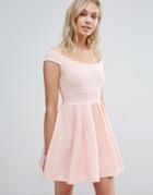 Wal G Off Shoulder Skater Dress - Pink
