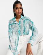 Asos Design Long Sleeve Shirt In Paisley Floral Mix Print-multi