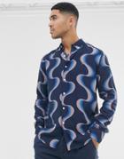 Farah Searling Pattern Shirt In Navy - Navy