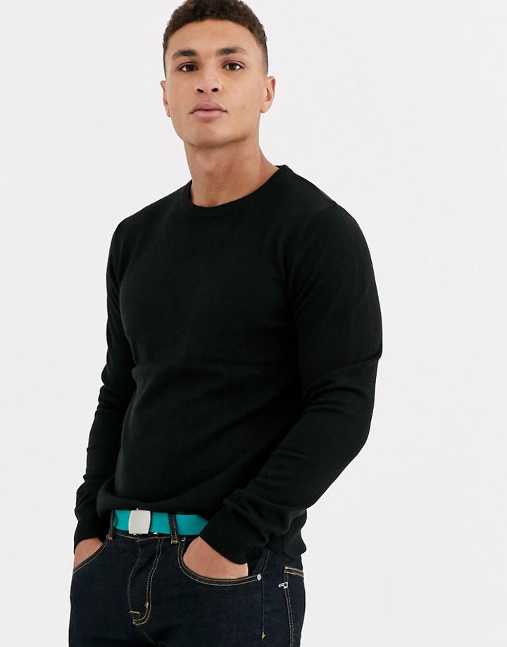 Threadbare Soft Touch Crew Neck Sweater In Black