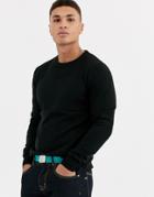 Threadbare Soft Touch Crew Neck Sweater In Black