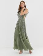 Asos Design Sleeveless Embellished Maxi Dress With Cut Out Waist Detail - Multi