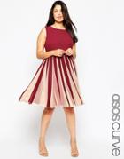 Asos Curve Fit & Flare Dress With Insert - Wine