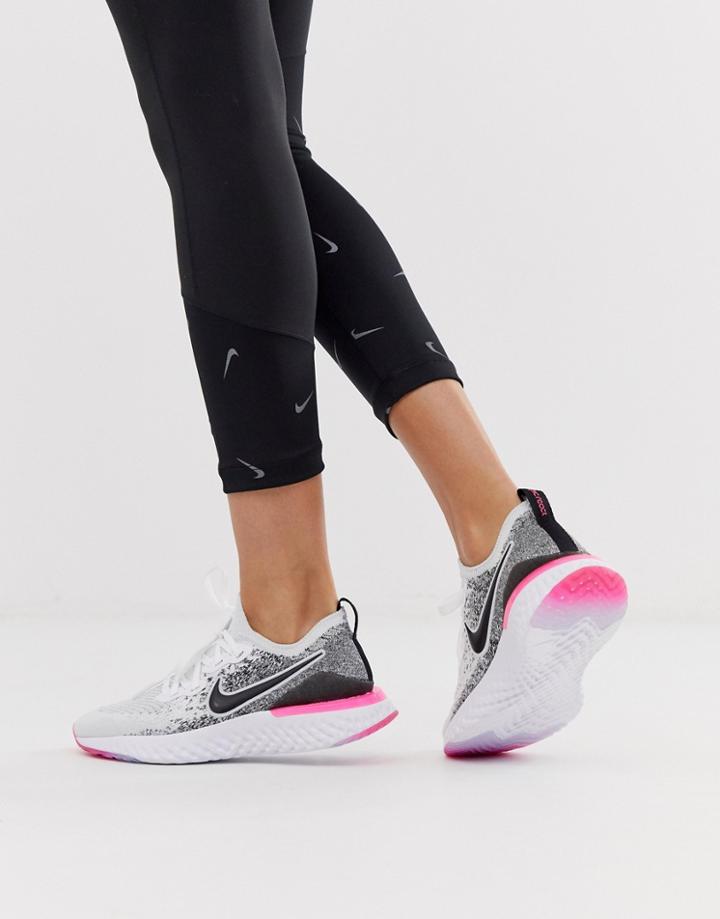 Nike Running Epic React Flyknit Sneakers In Blue And Pink
