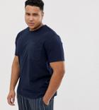 Asos Design Plus Organic Relaxed T-shirt With Pocket In Navy