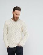 Asos Cable Sweater With Mixed Pattern In Beige - Beige