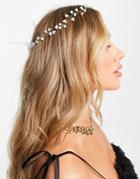 Asos Design Headpiece With Pearl Floral Detail In Gold