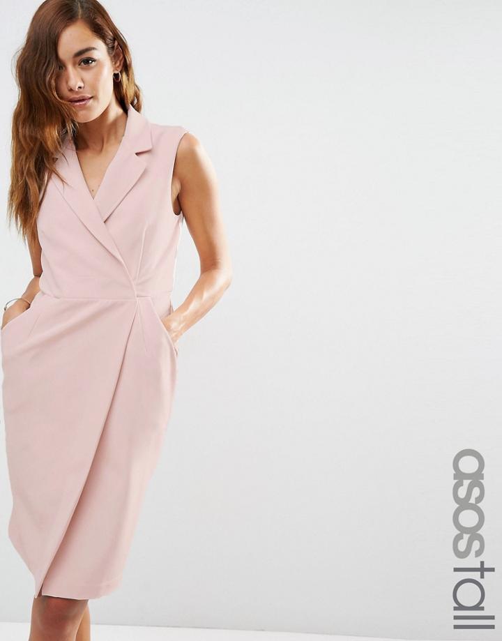 Asos Tall Sleeveless Tux Dress - Nude