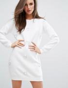 Missguided Ring Detail Sweater Dress - Cream