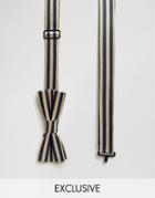 Reclaimed Vintage Stripe Bow Tie In Navy - Navy