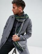 New Look Woven Check Scarf In Green - Green