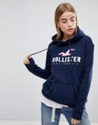Hollister Logo Pullover Hoodie - Blue