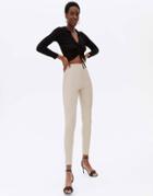 New Look Faux Leather Legging In Cream-white
