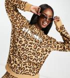 Ellesse Leopard Print Hoodie With Logo In Brown