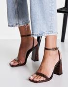 Asos Design Nora Barely There Block Heeled Sandals In Black-multi