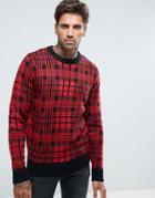 Another Influence Checked Knitted Sweater - Black