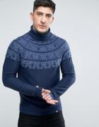 Pretty Green Abbott Roll Neck Sweater - Navy