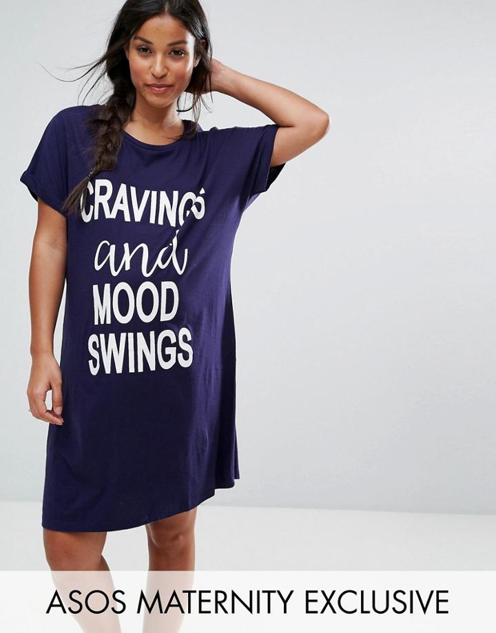 Asos Maternity Cravings Sleep Tee - Navy
