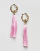 Pieces Long Tassle Earring - Pink