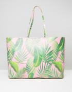 Asos Beach Oversized Palm Print Shopper Bag - Multi